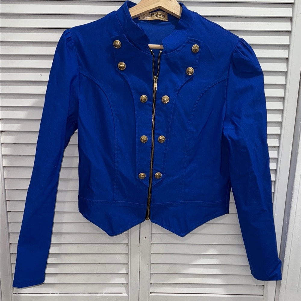 Hybrid Apparel Royal Blue Military Blazer with Gold Accents
